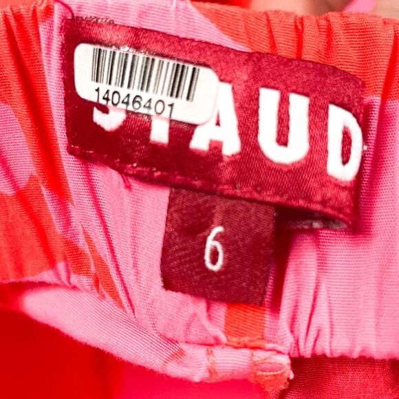 Staud Georgia Floral Romper‎ Red Pink Halter Cutout Open Back Sleeveless Sz 6 - Picture 12 of 14